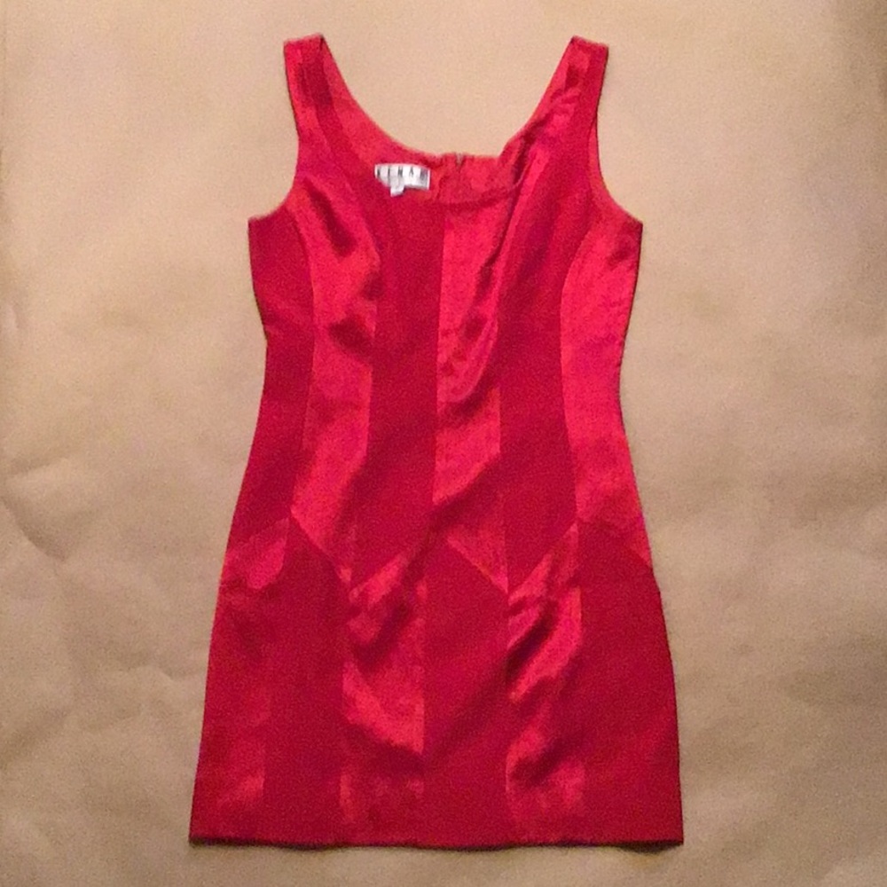 54% Acetate 46% Rayon Red Dress with Satin